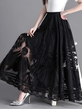 Elegant Black Lace Skirt Dark Academia for Women New Various Sizes available